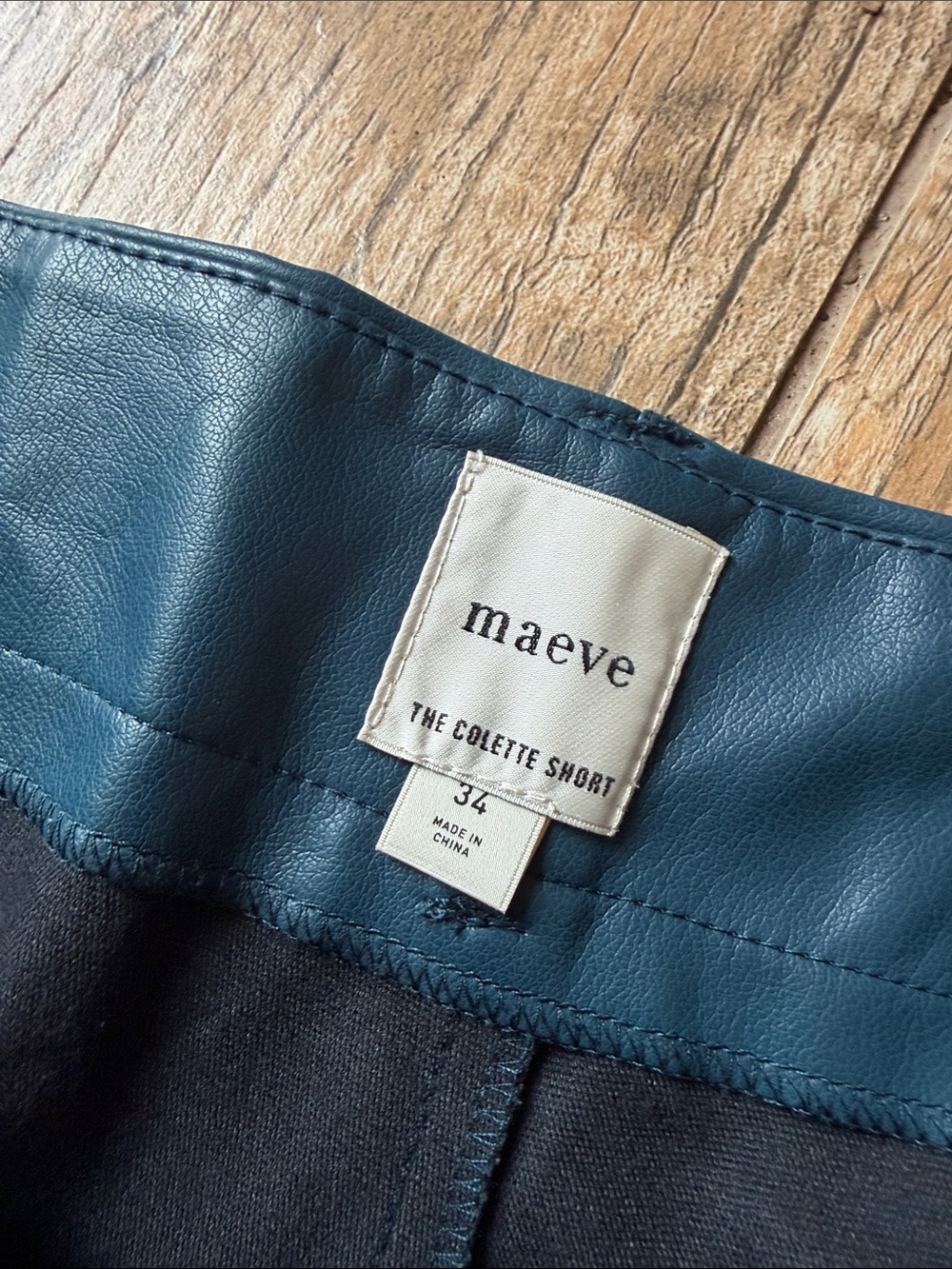 The Colette Faux Leather Shorts by Maeve blue size 34 - Picture 5 of 8